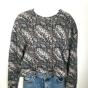 Zara Crewneck Sweater Size Small Smakeskin Grey and Black